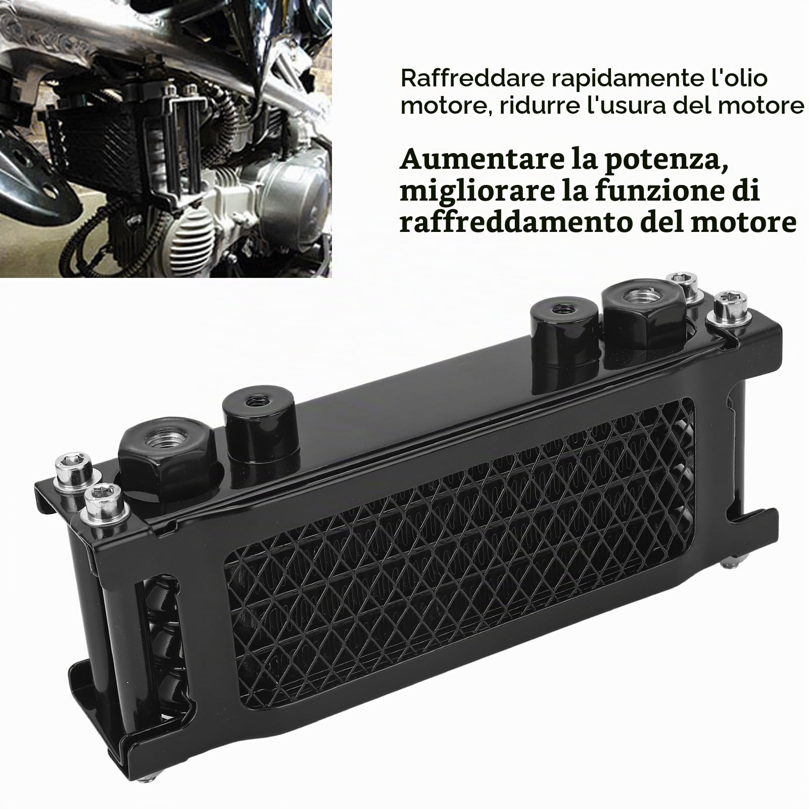 Kit Radiatore Olio Moto, Kit Radiatore Motore Ad Alta Efficienza in Alluminio a 4 File Radiatore di Raffreddamento Olio Motore per Monkey 125 50cc a 150cc Dirt Pit Bike (BLACK)