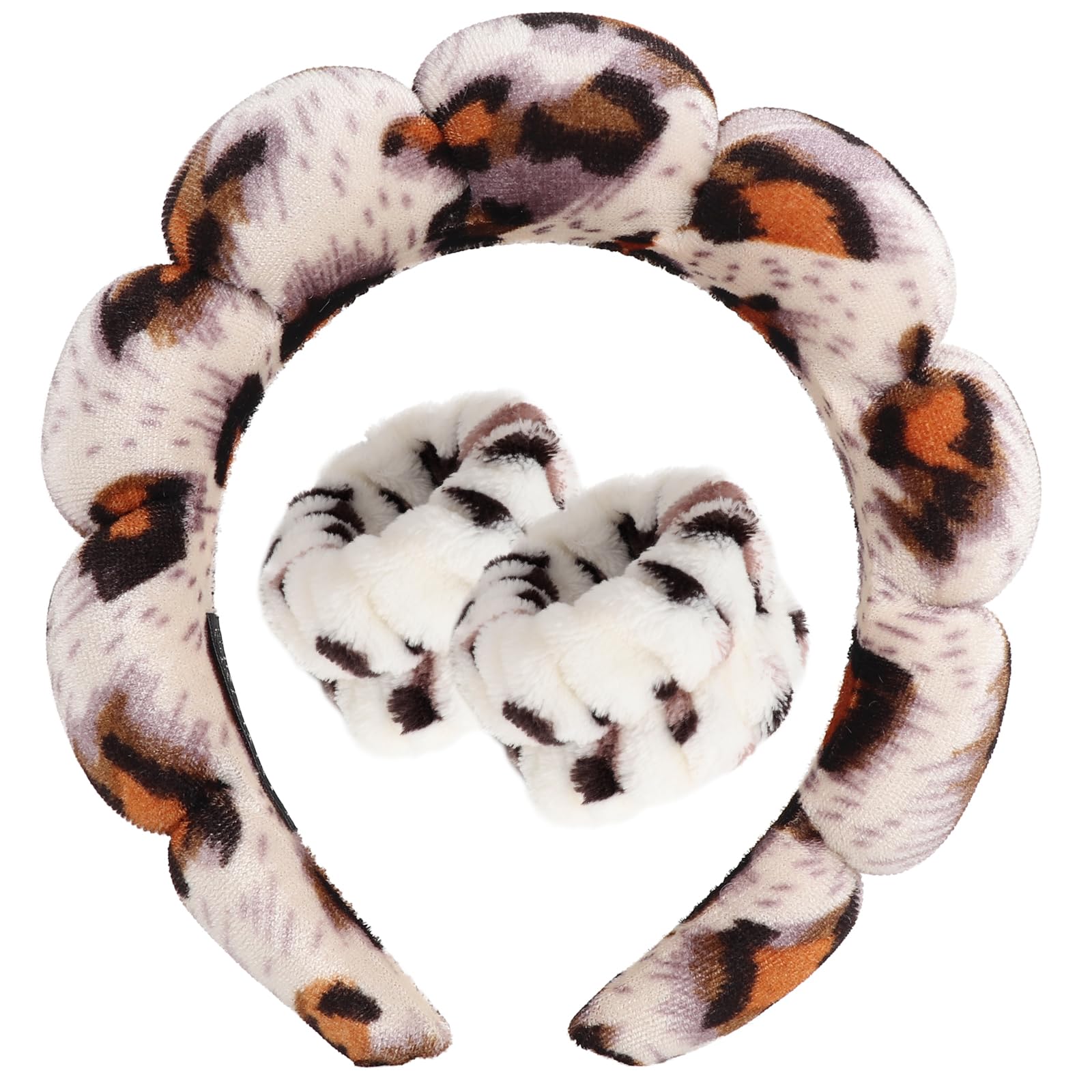 DRESHOW Spa Stirnband zum Waschen Gesicht Wristband Set Schwamm weiches Frottee Make-up Hautpflege Anti-Rutsch-Stirnband für Damen