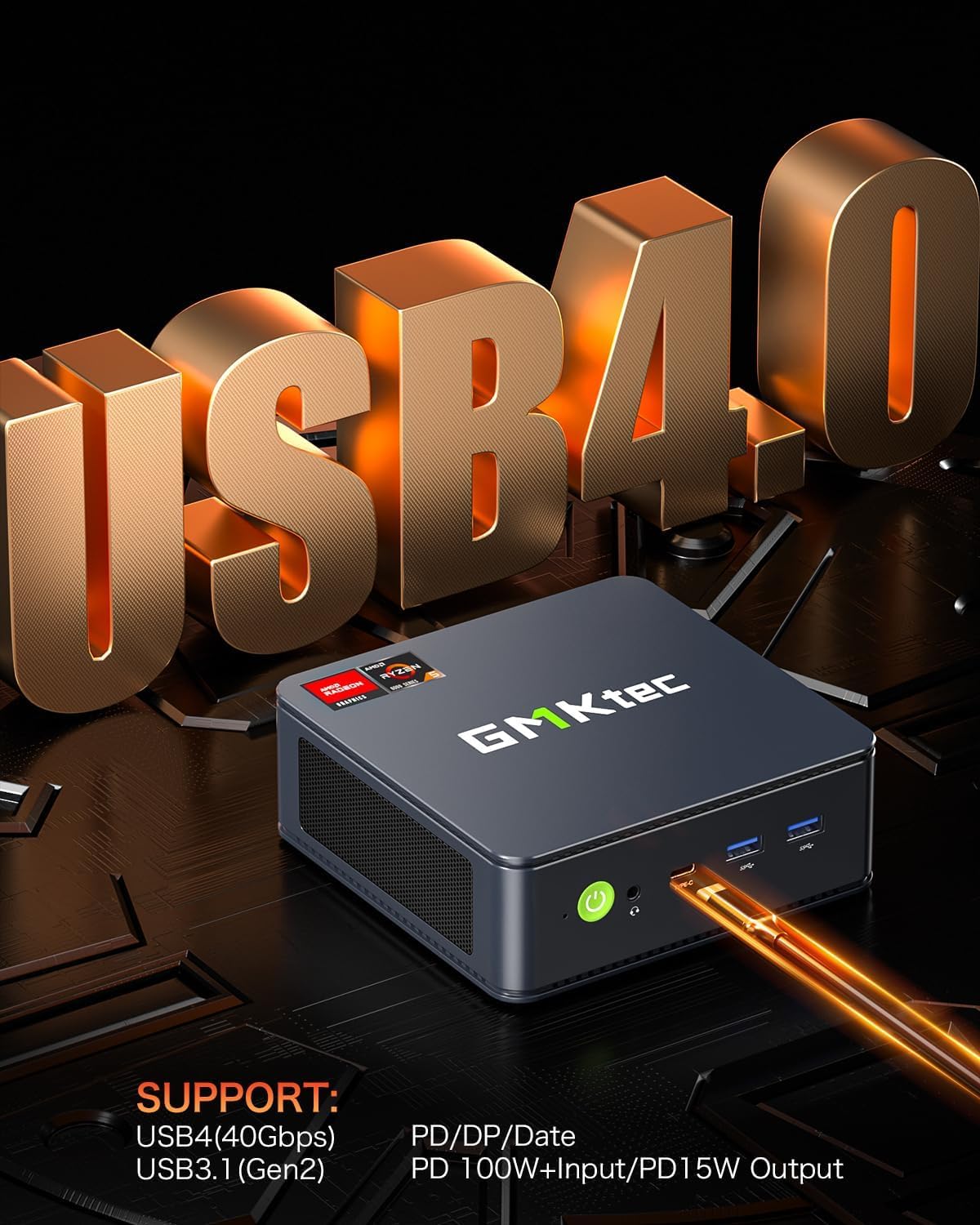 GMKtec Mini PC para jogos AMD Ryzen 5 6600H (máximo 4,5 GHz