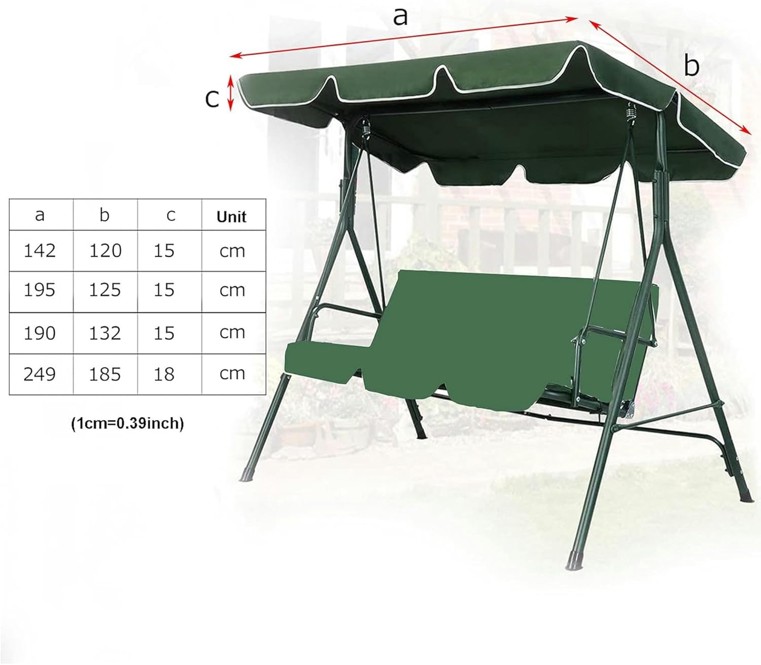 Porch Swing Canopy, Heavy-Duty Waterproof 600D Oxford Cloth Replacement Swing Top Cover,2 3 Seater Garden Swing Seat Canopy Cover,Outdoor Sun Shade Patio Swi(Size:56x47x7inch/142x120x15cm,Color:Beige)