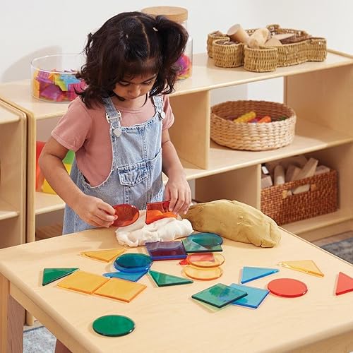 Kaplan Early Learning Light and Color Disc Set - 24 Pieces, Translucent Manipulatives, Triangle, Square, Circle Shapes, Light Table Accessories for Toddlers Ages 18+ Months
