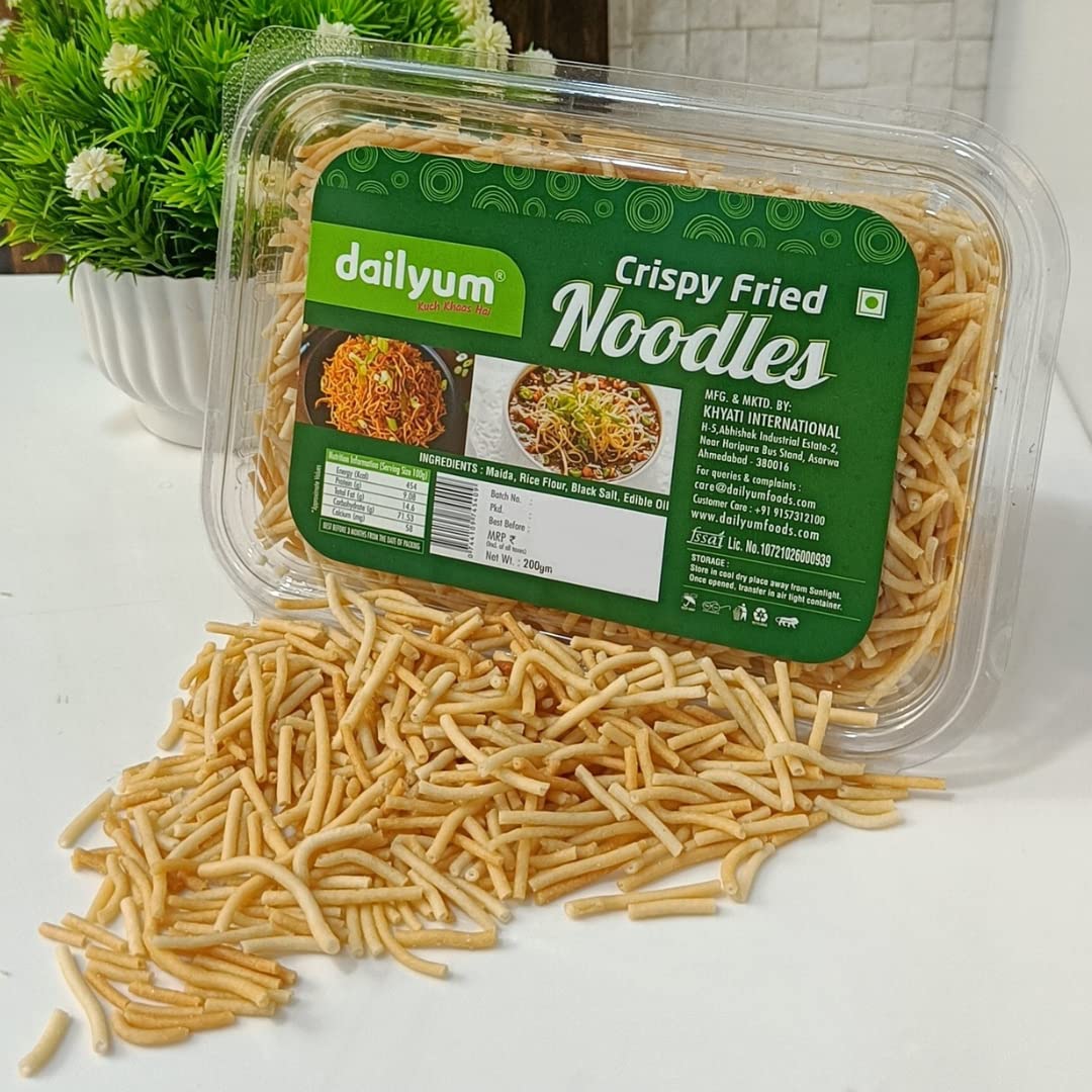 Crispy Fried Noodles | Pack Of 2 | 200 Gram Each | For Chinese Bhel, Soups & Sizzlers | Ready-To-Eat, Preservative Free