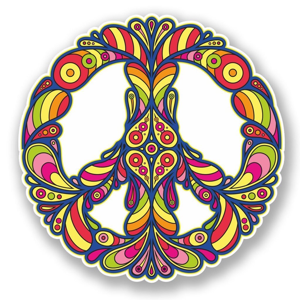 2 x 10cm/100mm Colourful Peace Symbol Vinyl SELF Adhesive Sticker Decal Laptop Travel Luggage Car Bike Sign Fun #5874