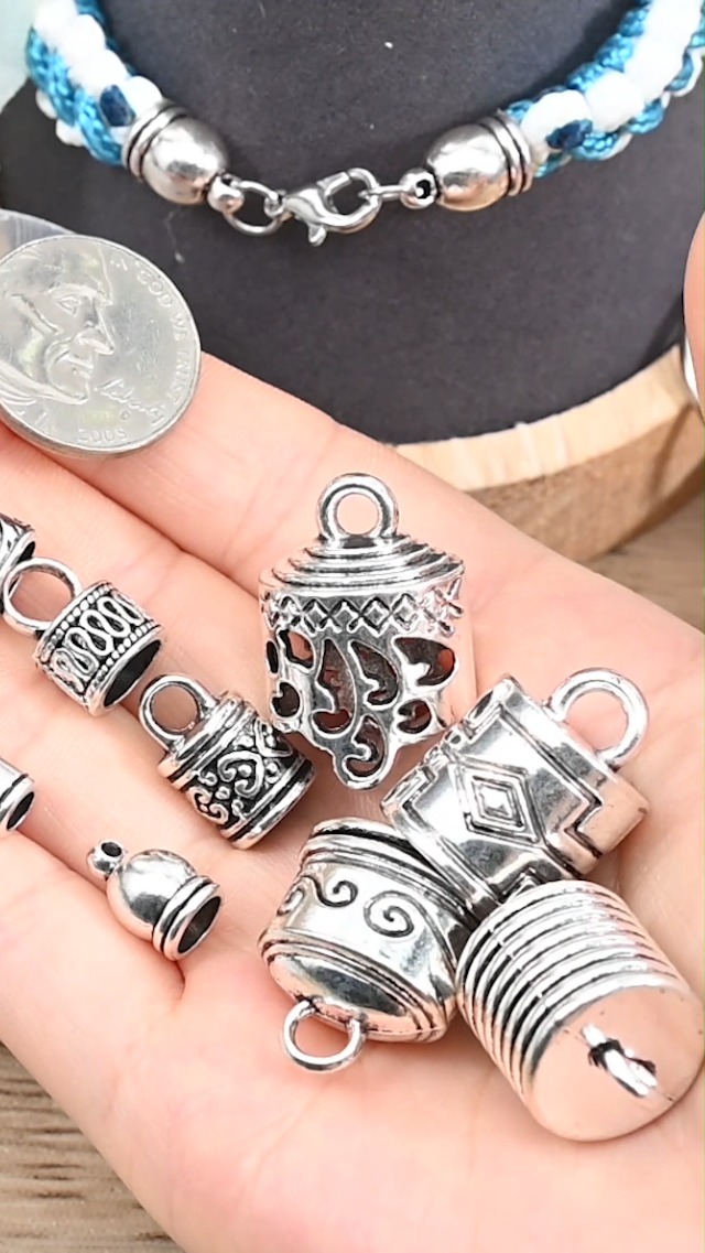 120 Cappucci Terminali Stile Tibetano - Per Bracciali Kumihimo E Gioielli Fai Da Te | Argento Anticato - Foto 7