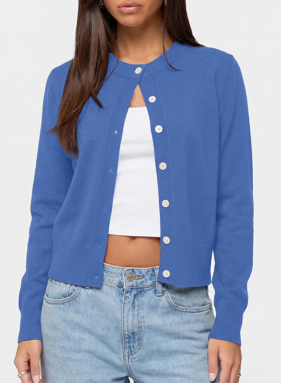 Darong Womens Cardigan Sweaters Button Down Lightweight Crew Neck Outfits Spring Fashion 2026 Clothing - Image 4