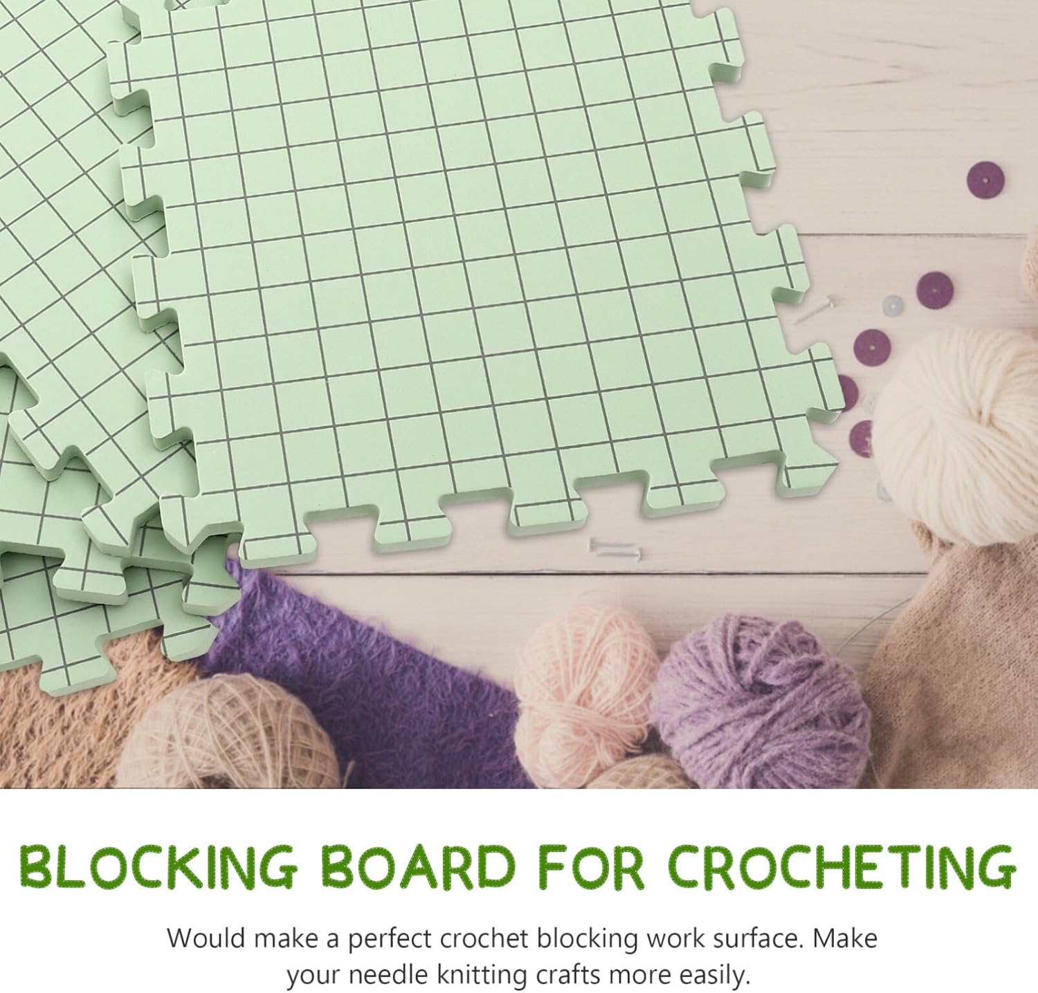 1 Set Foam Knitting Grid Blocking for Knitting Accuracy Needlepoint Crochet with T-Shaped Pin