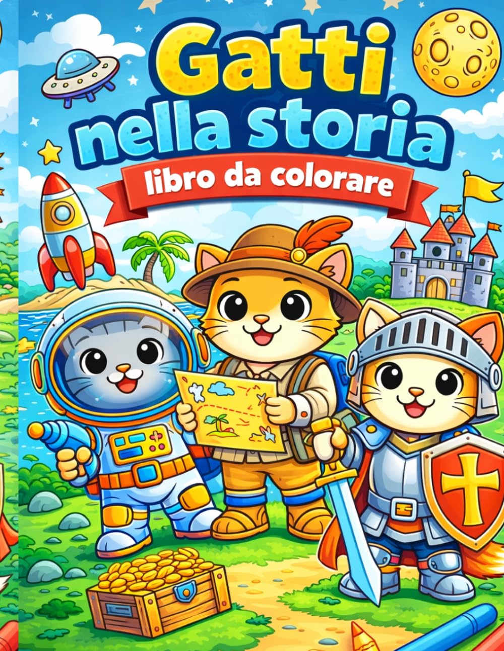 Gatti nella storia: Libro da colorare per bambini con gatti storici, moderni e in tanti ruoli divertenti