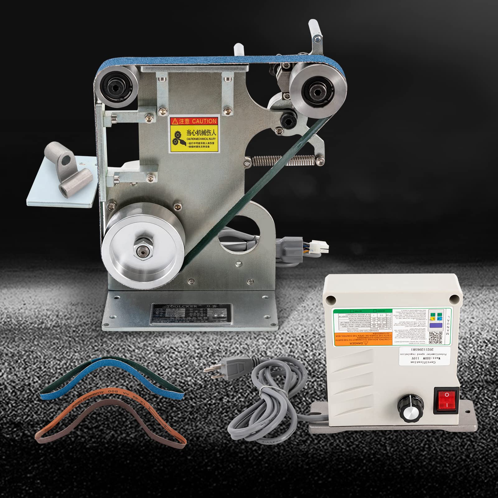 1in x 30in Belt Sander, 550W 0.8HP Electric Belt Grinder Machine Desktop Abrasive Belt Machine w/Brushless Motor, 6000RPM Adjustable Speed Polishing Grinding Belt Machine for Wood Metal Plastics