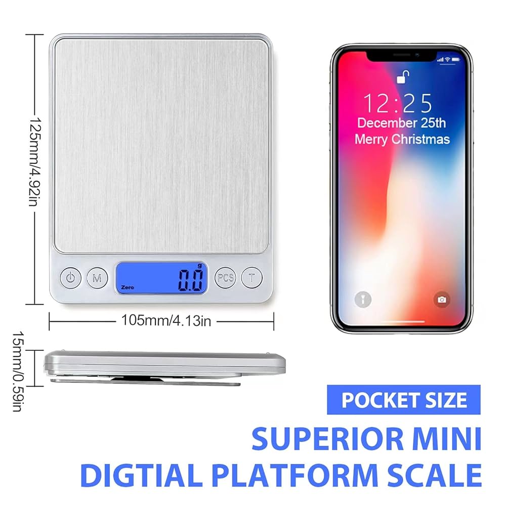Digital Kitchen Scale 3000g/ 0.1g, Pocket Food Scale 6 Measure Modes Tare Digital Scale Grams And Ounces