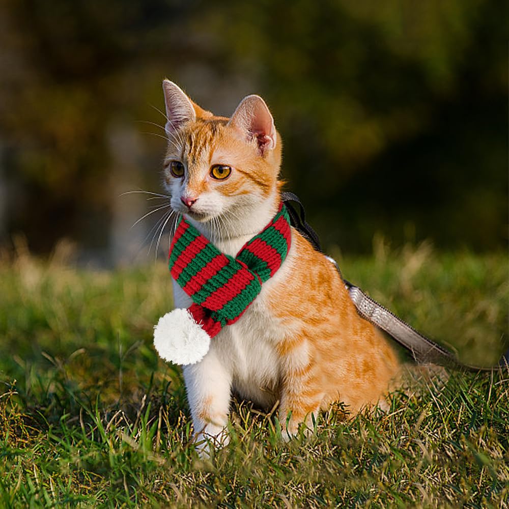 ZTA Weihnachten Hund Katze Schal Kostüm Outfit Rot Kleidung für Weihnachts Dekoration, Haustier Weihnachtskostüm Rotgrün für Katzen Welpen Größe S