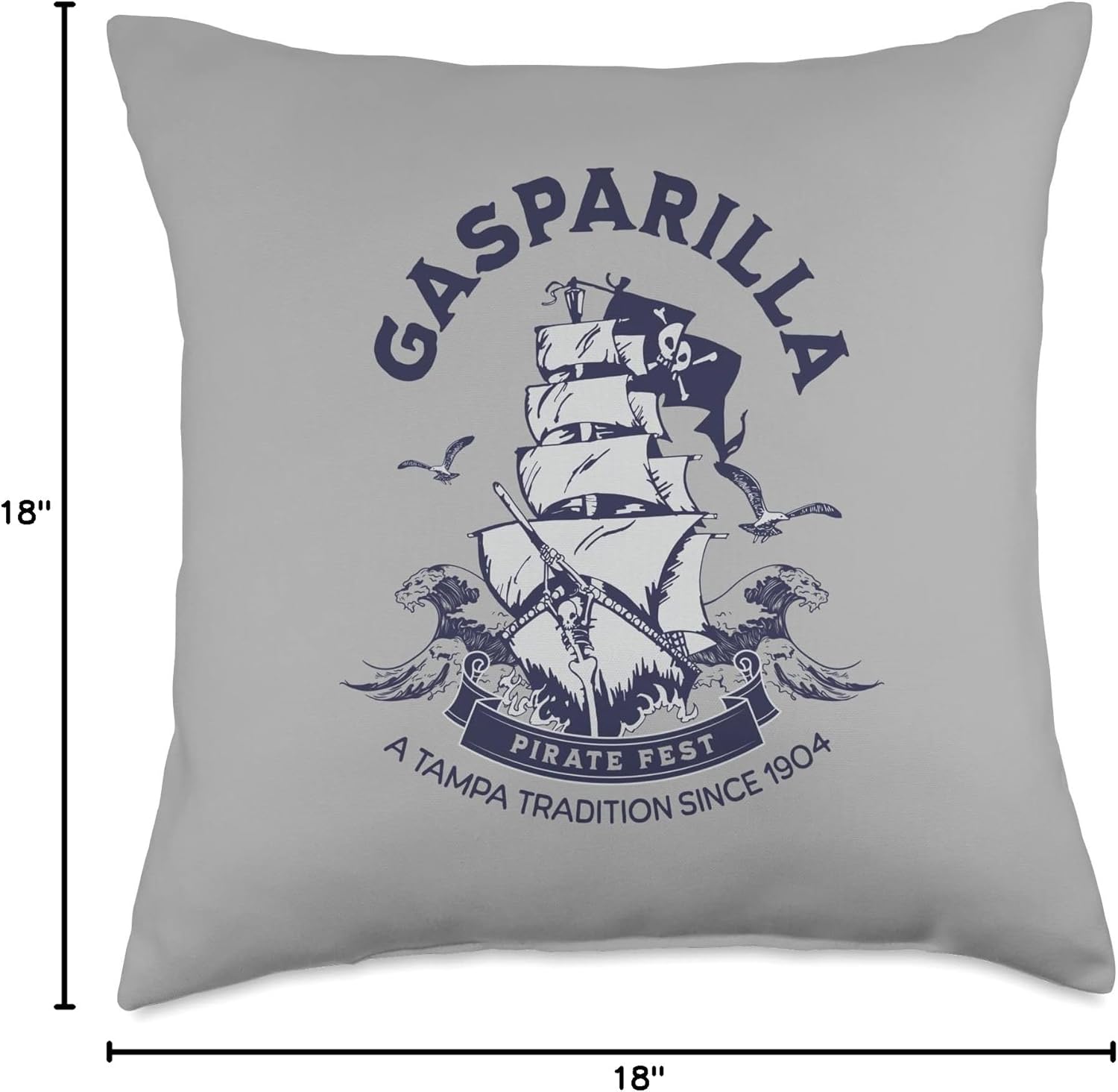 Gasparilla Pirate Fest Souvenir Pirate Ship Tampa Florida Throw Pillow