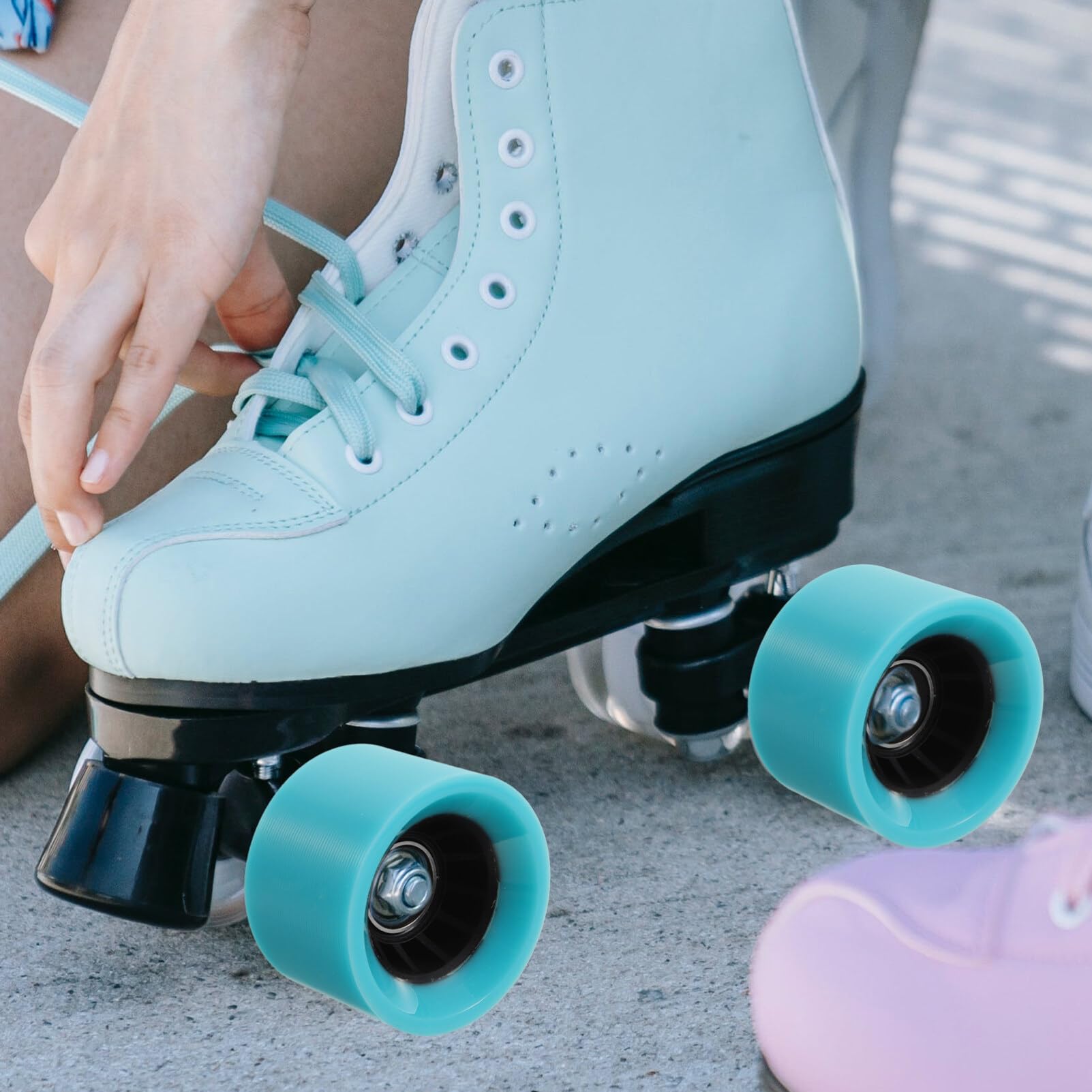 Baluue 4 Pcs Quad Roller Skate Wheels Skate Wheels Replacements for Double Row Skating Quad Skates and Skateboard Accessories