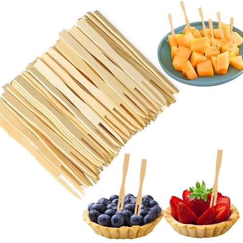 700 Pcs Bamboo Appetizer Forks, PEOUWNES Mini Toothpicks for Appetizers,