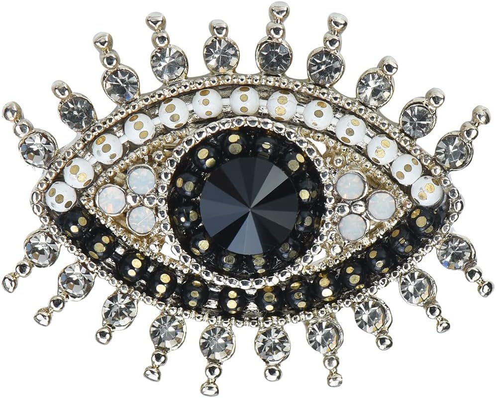Retro Evil Eye Brooch Fashion Unique Crystal Pearl Abstract Eyes Brooches Pin Badge for Women Bridal Jewelry Gift