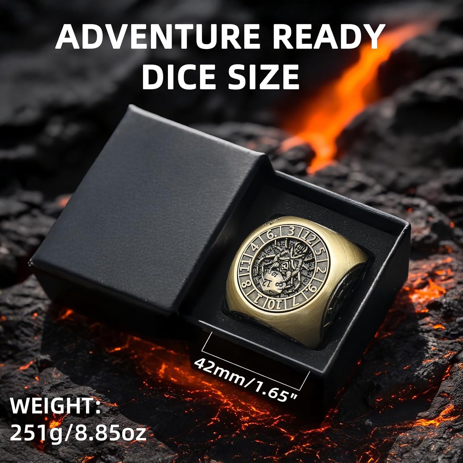 Spinner Metal D&D Dice Set, 7 in 1 Collectible Polyhedral RPG Dice Set for Dungeons and Dragons, Gift for Gamers (Bronze)