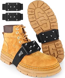Ice Cleats Crampons, Rotatable Traction Ice Cleats for Shoes and Boots with Tungsten Studs Ice Grippers for Shoes with Adjustable Straps for Men Women in Winter Indoor/Outdoor