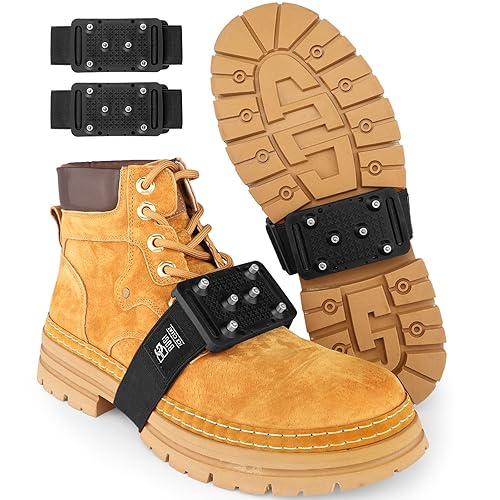 BOGI Ice Cleats Crampons, Rotatable Traction Ice Cleats for Shoes