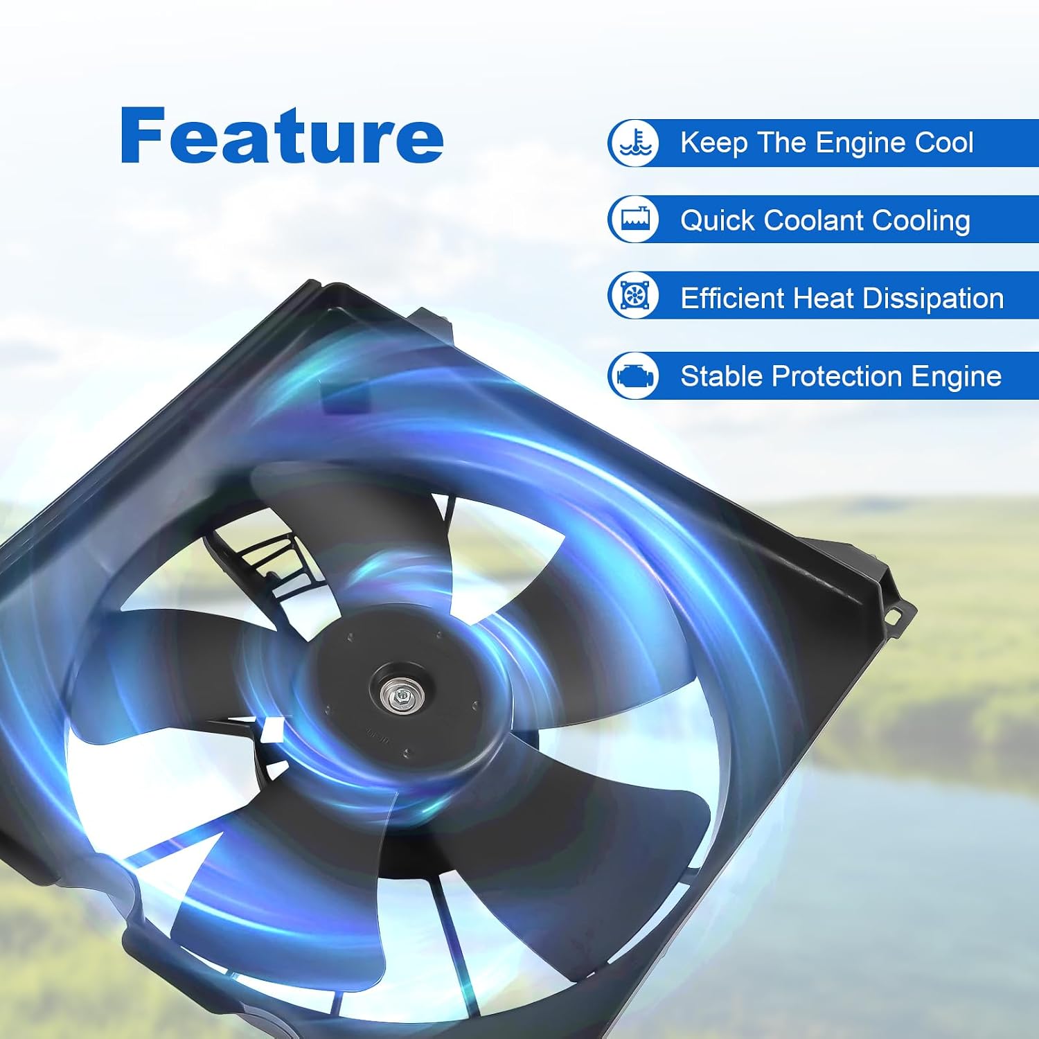 Engine Radiator Cooling Fan Assembly Replacement for Honda Accord 2013-2017 Radiator AC Condenser Cooling Fan Replace 190155A2A01 19020RWKJ01 190305A2A01 620289 Left Side