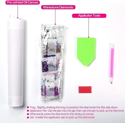 Miniatura 5 de ZSNUOK - Kit de pintura de diamantes 5D para bricolaje, kit de arte de diamantes 5D, taladro redondo completo para adultos o niños, kits de bordado