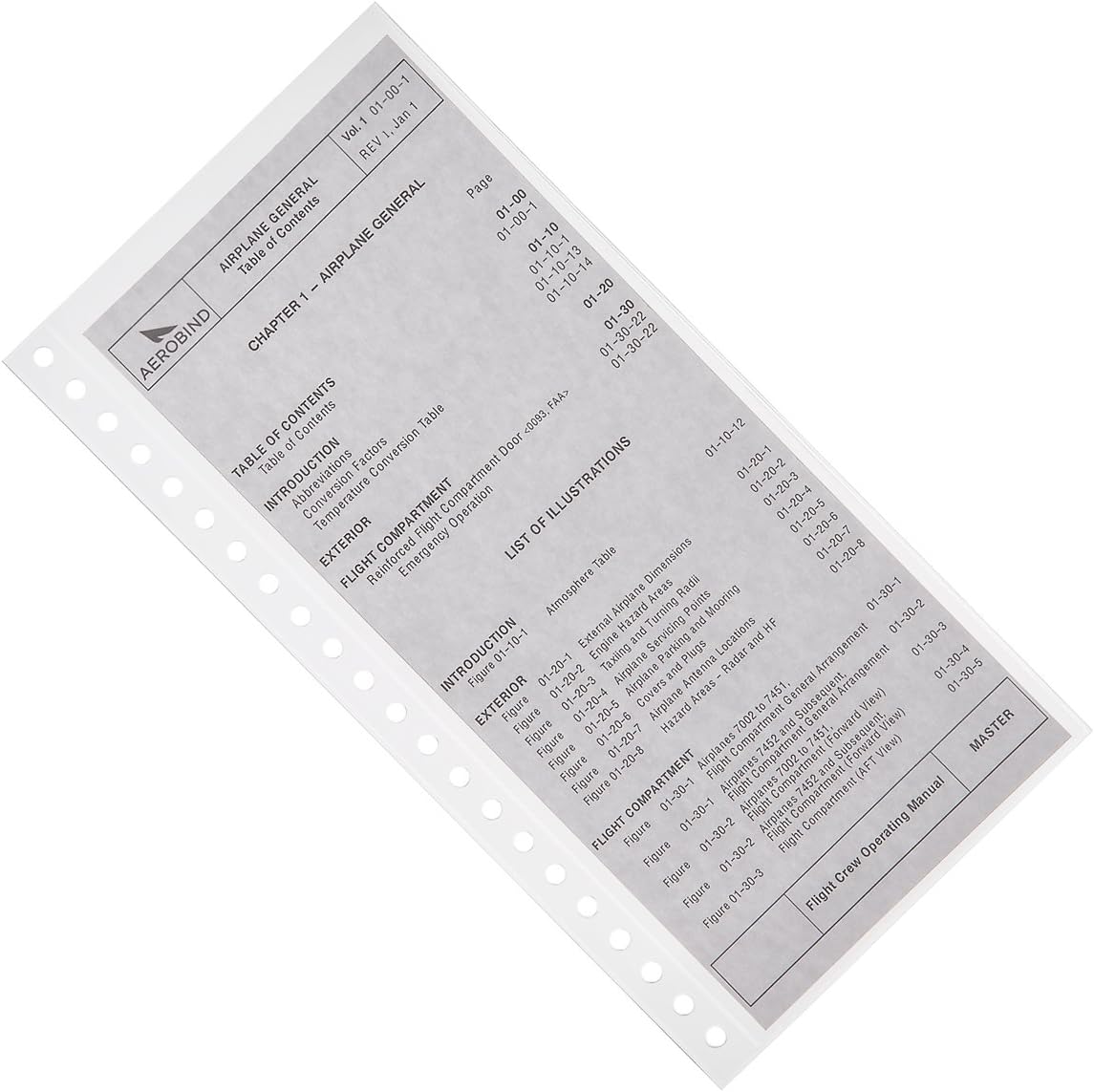 Aerobind 22 Hole Sheet Protector Pocket for 22-Ring Pilot Checklists - 100 Per Pack