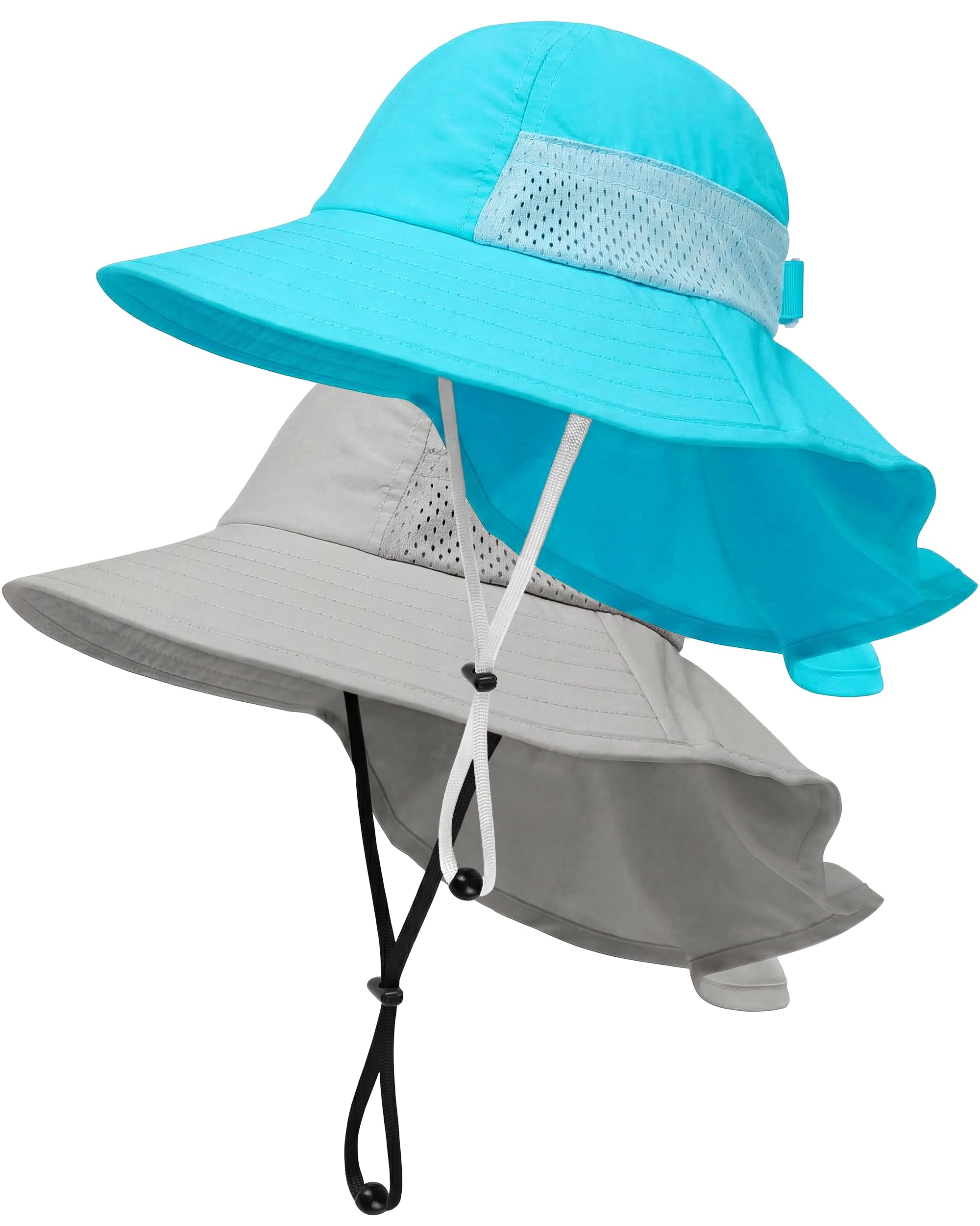 Toddler Baby Sun Hat Kids Summer Beach Essentials Adjustable Beach Hats with Bucket Wide Brim for Boys Girls Age 0-14 Years