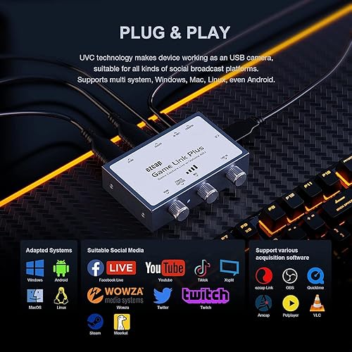Miniatura 6 de Ezcap Captura de juegos HDMI 312, tarjeta de captura de 1080p 60fps con entrada de micrófono, entrada de 4Kp60 y PassThrough, salida de audio y