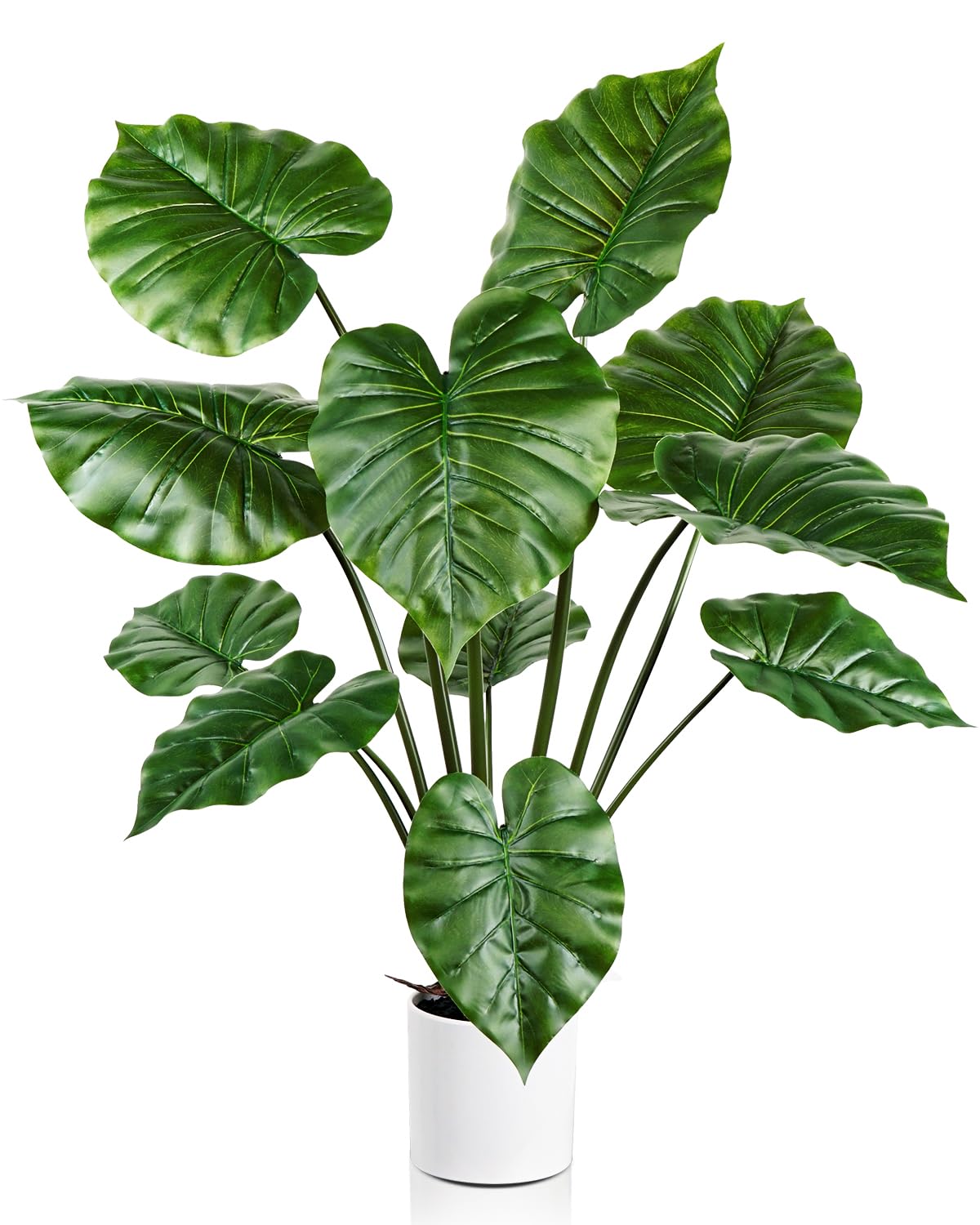 90cm Planta Artificial Monstera Deliciosa para Interior, Alocasia Planta en Maceta Artificial, Pequeño árbol Tropical Artificial en Maceta Blanca