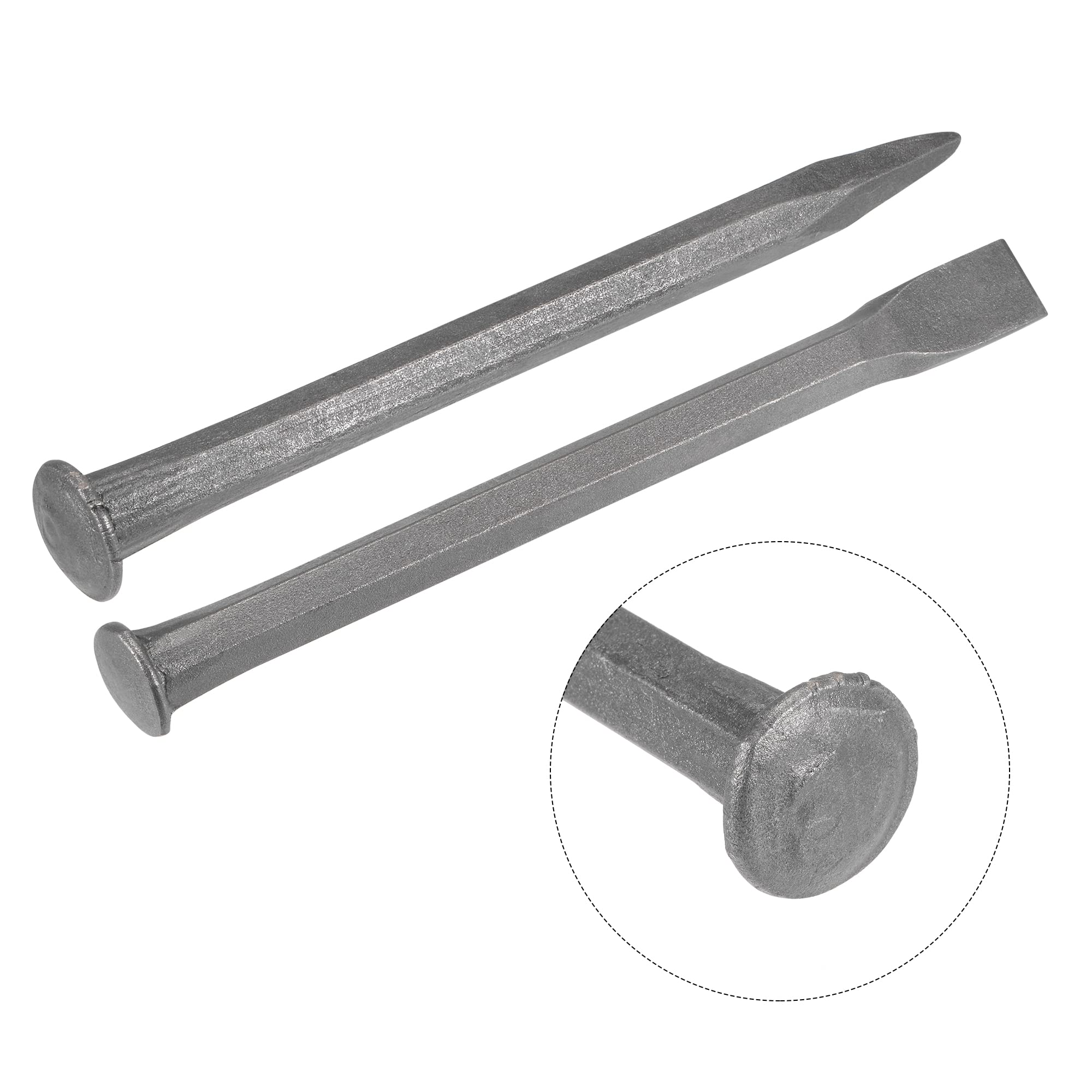 uxcell Cincel de albañilería para roca 9.8 "plano+punta tallada cabeza arena voladura medio acero al carbono para tallar piedra rompiendo hormigón 1 Unidades