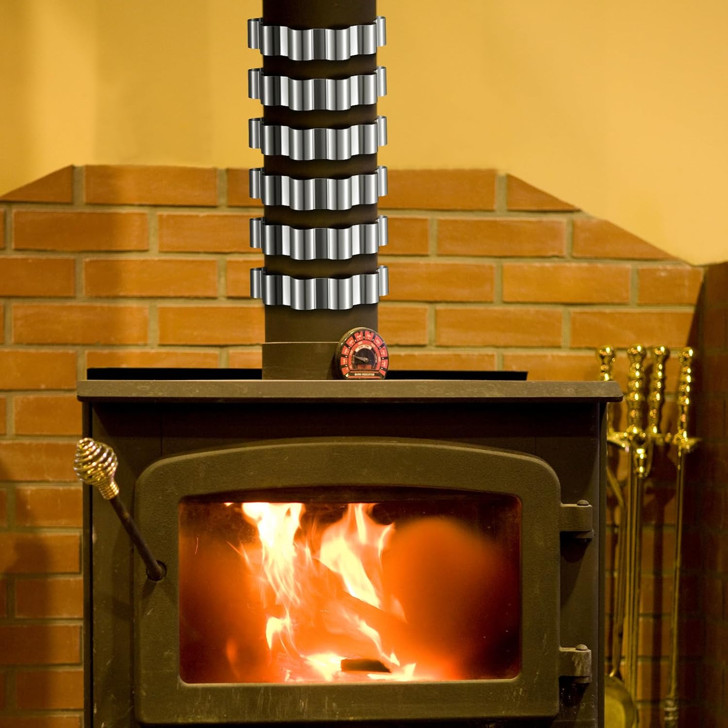 Pelopy 6 Pack Stovepipe Heat Reclaimer 6 Inchstovepipe Radiator Rings Stove Pipe Heats Exchanger Fuel Efficient Collars Capture Heat from Stove Pipe