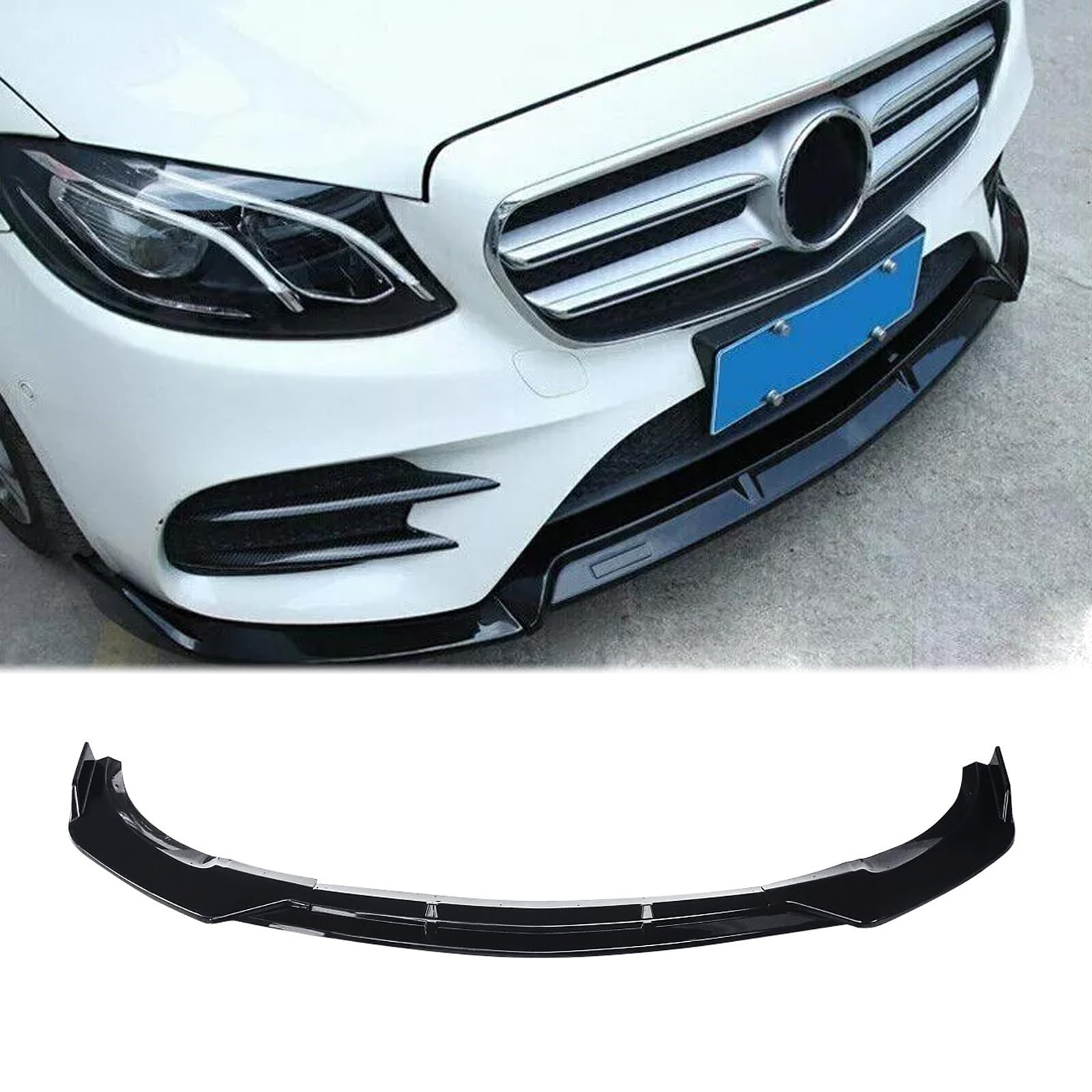 Front Lip for Mercedes Benz E-Class Sport 2017-2020 W213 C238 AMG E43 E53 E350 E400 E450 ABS Gloss Black Painted Front Bumper Lip Splitter Body Kits Car Accessories 3PCS