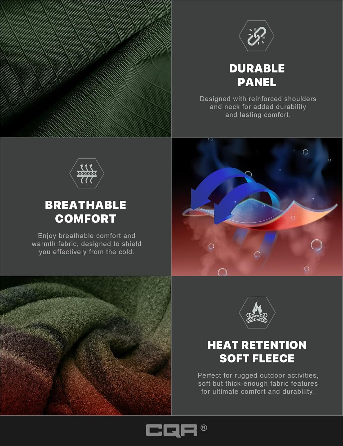 CQR Men's Long Sleeve Heavyweight Fleece Shirts, Plaid Button Up Shirt, Warm Outdoor Casual Shirt with Pockets - Image 8