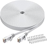 Vista 13 de BUSOHE Cable Ethernet Cat6 de 20 pies, color blanco, Cat-6 plano RJ45 para computadora, Internet LAN, red Ethernet, cable de conexión Ethernet - 20