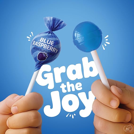 Blue Raspberry Mini Lollipops 65 Ct Lollipops Individually Wrapped | Fruity Blue Raspberry Suckers Party Candy, Parade Treats, Back to School, Birthday Favors & Baby Showers