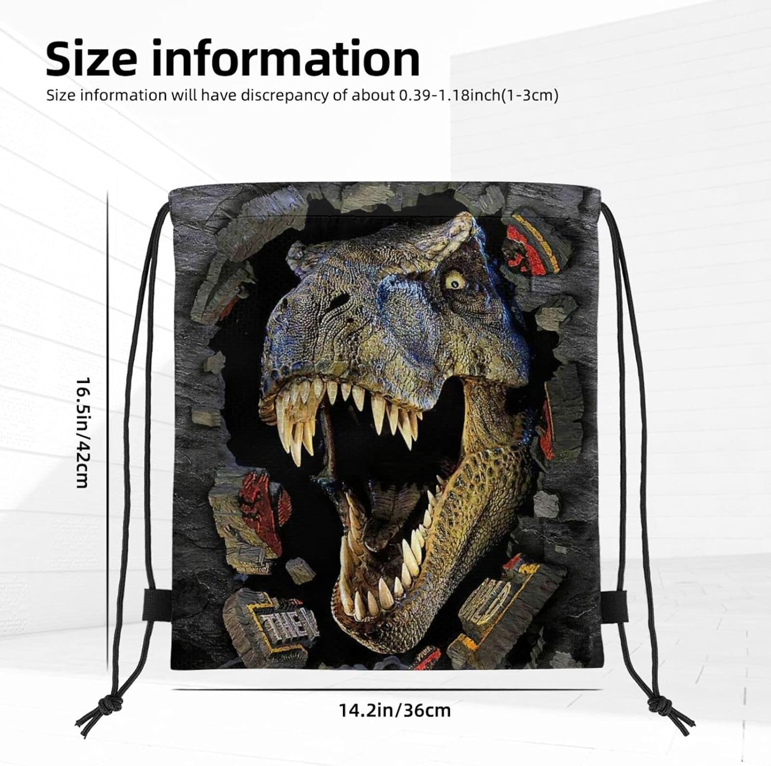 dinosaur drawstring bolsa