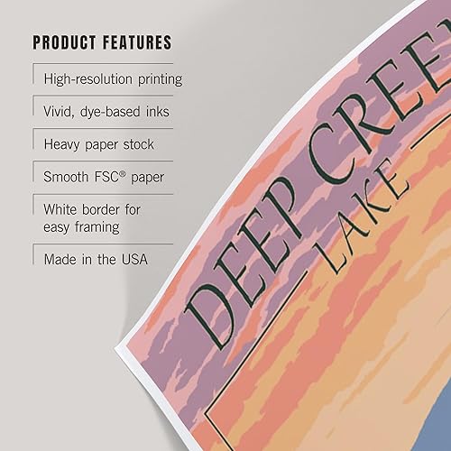 Miniatura 3 de Lantern Press 12x18 Inch Art Print Wall Decor, Deep Creek Lake, Maryland, Almost Heaven, Bears and Spring Flowers