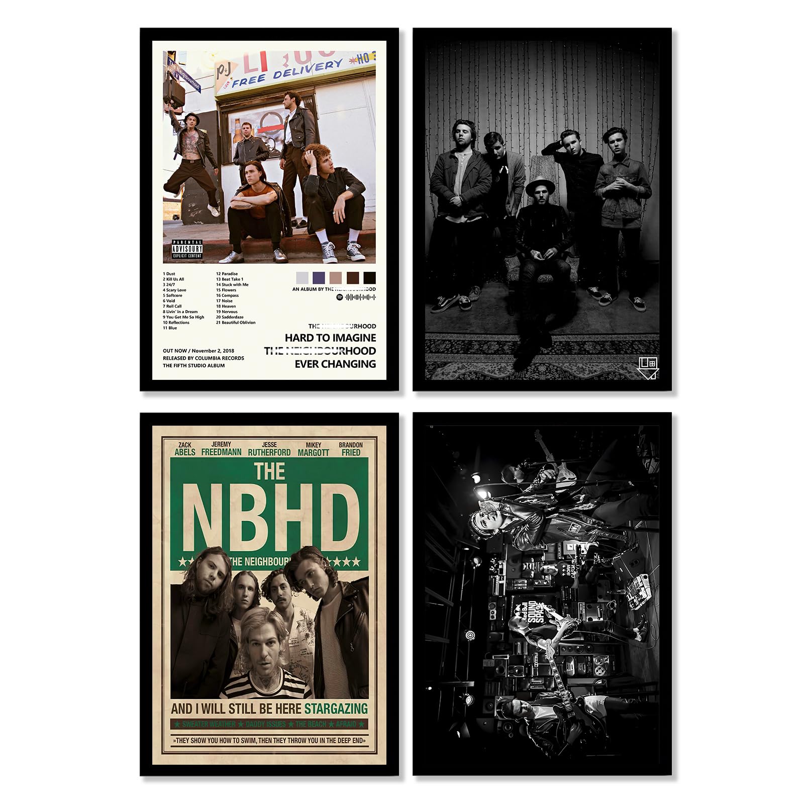 JayPerArt The Neighb ourhood Poster 4 Pcs Album Cover Music Posters for Room Aesthetic, Wall Art for Room Decor Merch Stuff Prints HD Posters for Fans Unframed