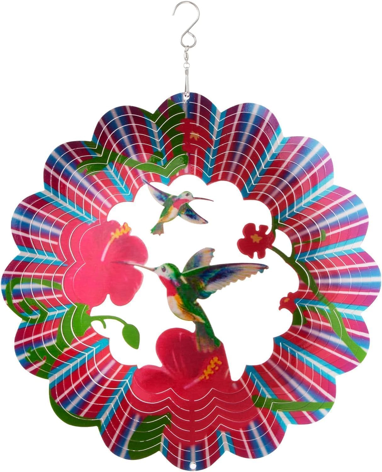 MORADIYA Fresh Hummingbird Wind Spinner – 3D Kinetic Hanging Garden Decoration with Colorful Flowers – Stainless Steel Outdoor & Indoor Metal Art for Patio, Balcony, Porch & Home Décor-image-19