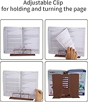 Vista 4 de MSDADA - Soporte de libros de escritorio de metal, soporte para libros de lectura, soporte ajustable para libros de cocina, portátil, resistente