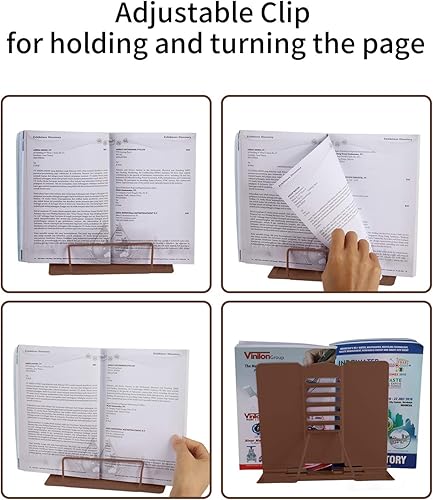 Miniatura 4 de MSDADA - Soporte de libros, para leer en el escritorio, de metal, ajustable, para documentos, transportable, resistente, ligero, para tabletas,