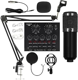 Aufnahmemikrofon-Set – Kondensator Studio Mikrofon Kit | Professionelle Klangqualität | Shockmount Halterung, Popfilter Zubehör, Interface USB, Einfacher Plug, Play Betrieb