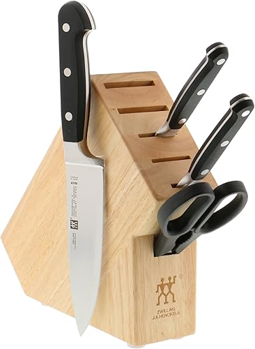 ZWILLING Professional S - Juego de cuchillos de bloque alemán afilados de 5 piezas, fabricado en una fábrica alemana propiedad de la empresa con