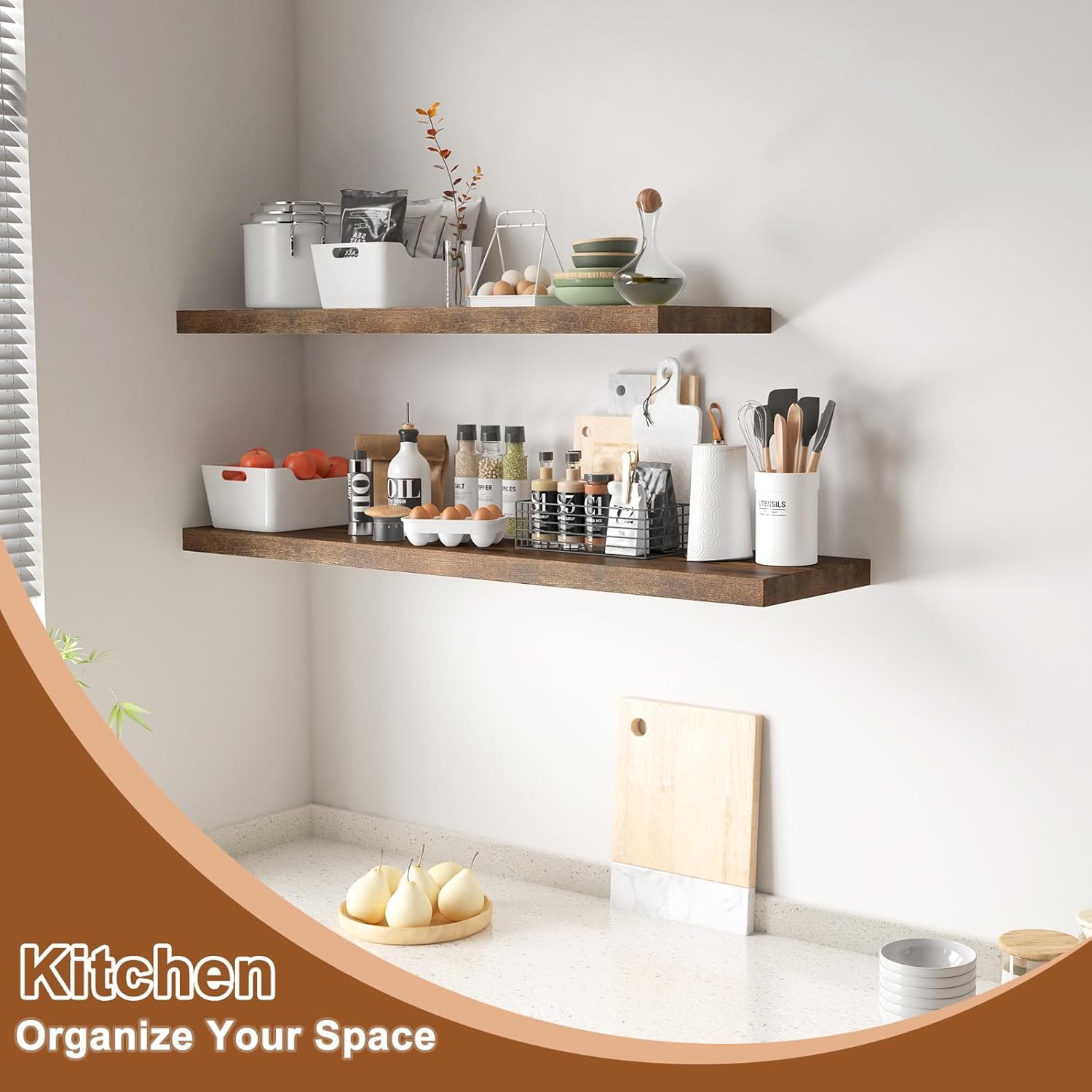 12 Inch Deep Floating Shelves for Wall 3 Pack Floating Shelfs Large Storage Space Wall Decor Display Shelf for Bathroom Living Room Bedroom Kitchen 23.8" W x 12" D x 1.2" H Rustic Brown