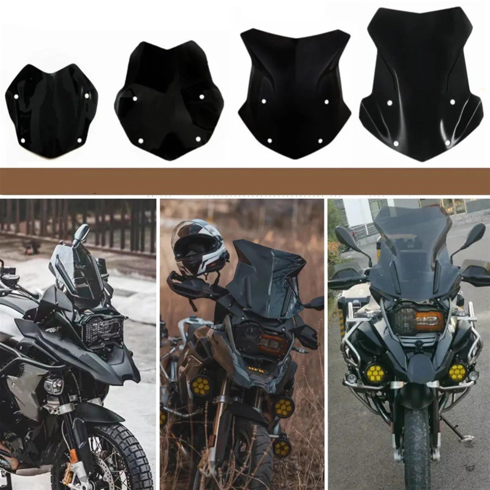 Moto Cupolino Parabrezza Per BMW R 1250 GS LC R1250GS R1200GS R1250GS 2013-2022 Parabrezza Parabrezza ADV Triplo Nero Adventure Parabrezza Schermo Deflettore Per Moto(430mm Black)