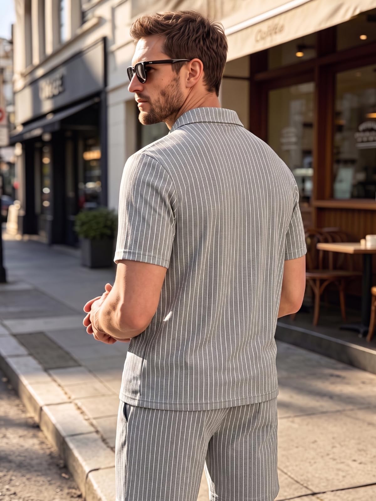 Heyfanee Sommer Outfit Herren 2-Teiler Set Zweiteiler Kurze Hose Männer