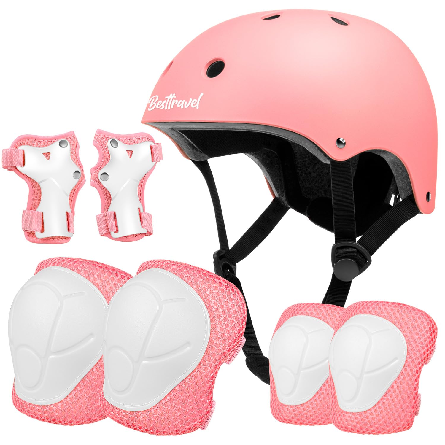 Kids Adjustable Bike Helmet With Knee Pad Elbow Pads Guards