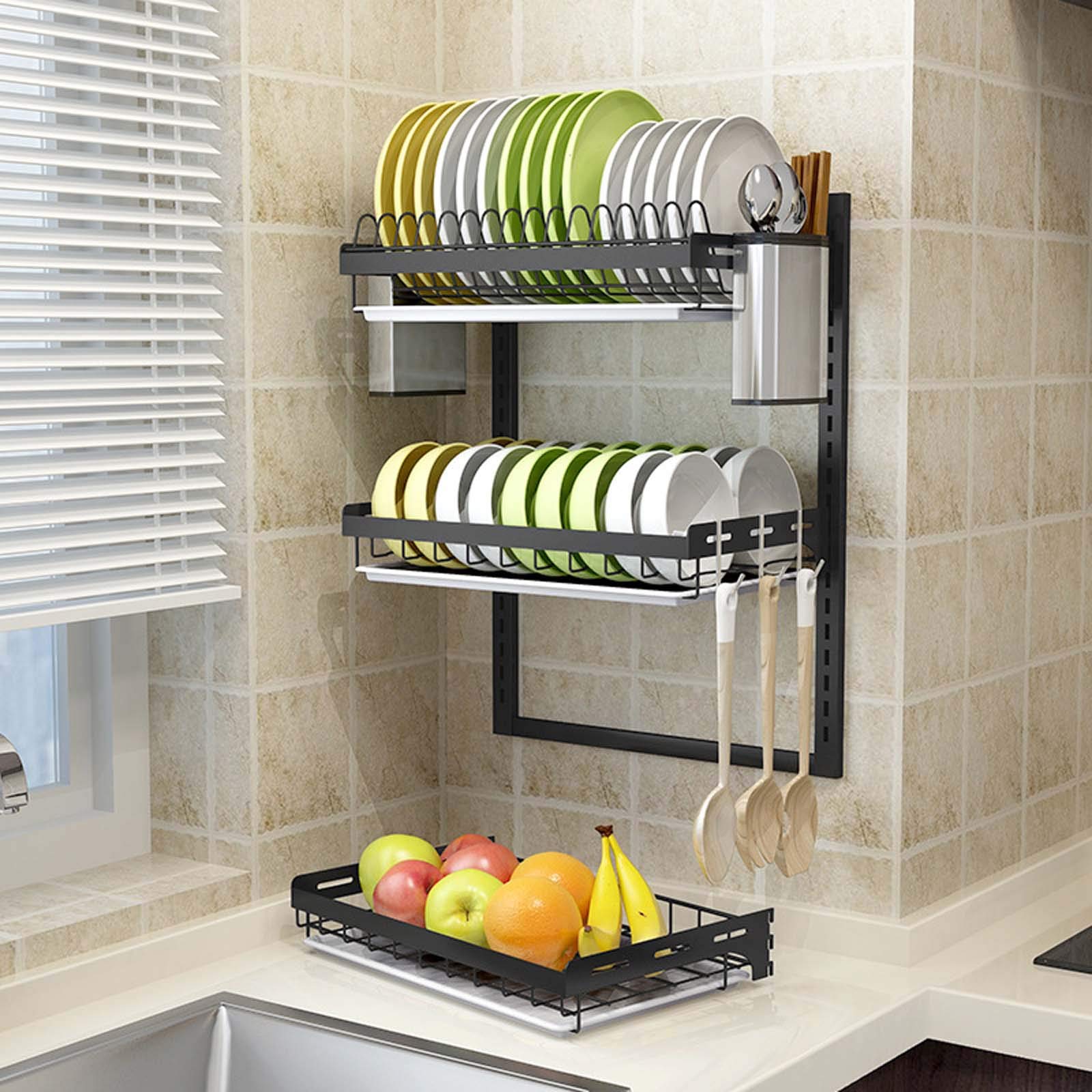 Escurridor De Platos para Colgar En La Pared, Acero Inoxidable(Size:Segundo)