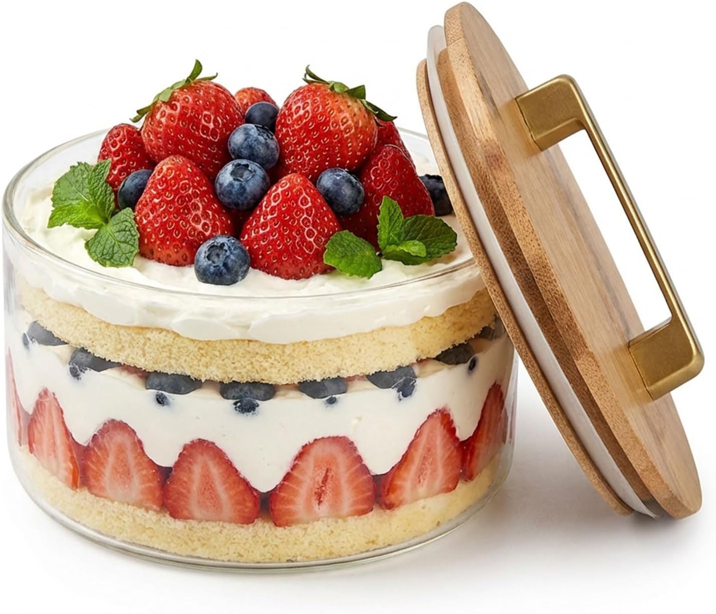 Trifle Bowl - 8 Inch Clear Glass Trifle Bowl with Lid, 115oz Large Serving Bowl for Dessert, Salad, Fruit, Popcorn, Cake & Party DIY, Dishwasher & Microwave Safe, Ideal for Kitchen & Home Gatherings