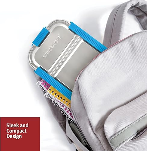 Miniatura 7 de Signoraware Bento Box de acero inoxidable para hombres, 34 onzas, rosa, a prueba de fugas entre 2 compartimentos