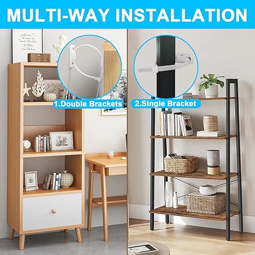 Miniatura 2 de Paquete de 8 anclajes para muebles, correas de anclaje de pared antipunta para muebles a prueba de bebés, correas de anclaje de pared ajustables