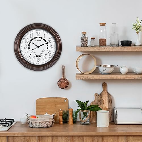 Miniatura 8 de Geevon Relojes iluminados para interiores y exteriores, impermeables, de 18 pulgadas, con sensor inteligente, reloj de pared grande con termómetro e